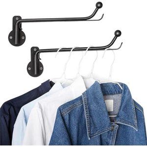 Wall Mounted Clothes Hanger with Swing Arm Holder Valet Hook Metal Hanging Rack